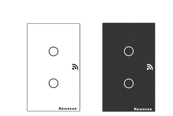 Công tắc cảm ứng hẹn giờ 2 nút có viền KAWA CT2C-WIFI(B/W)