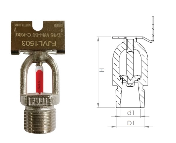 Đầu phun nước chữa cháy Sprinkler hướng ngang FUJI FJVL-1503